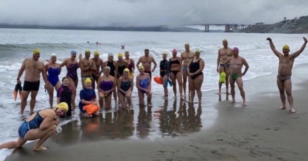 Group of swimmers on the beach